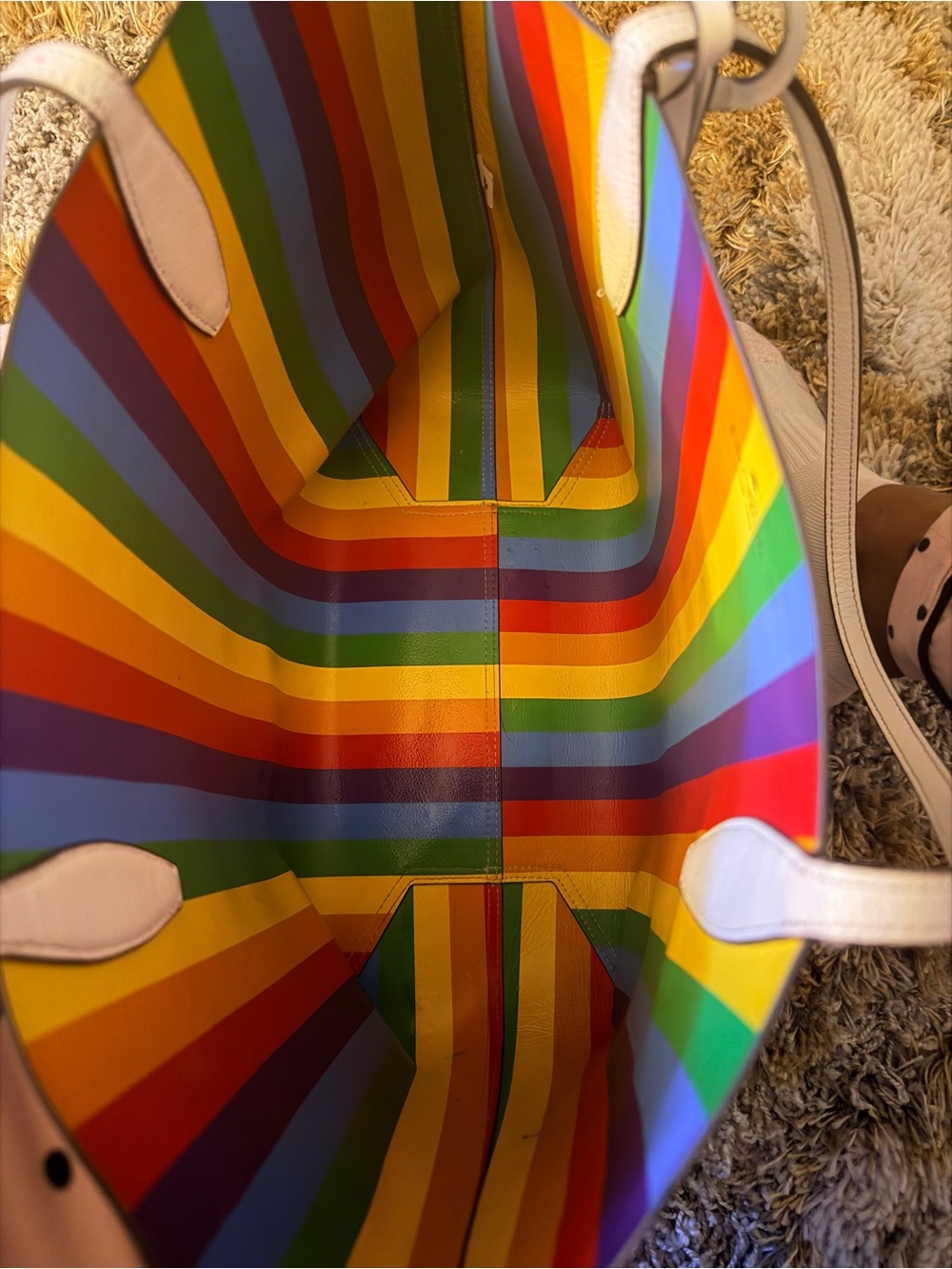 Kate Spade Reversible White Tote with Rainbow Tassel - Picture 7 of 7